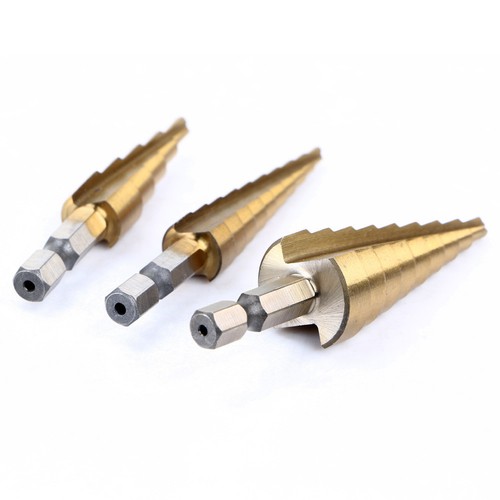 3PCS HSS Titanium Metal Hex Step Drill Bit Kit Multifunction Set Metric - Picture 7 of 8