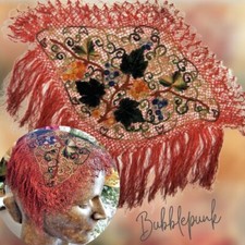 Superb Civil War Era Antique Handcrafted Applique Soutache Net Lace Fringed Cap