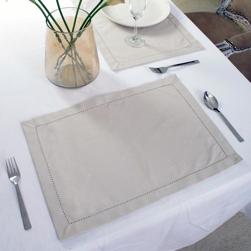 Cotton Hemstitch Placemats Beige 4/pack - Picture 3 of 5