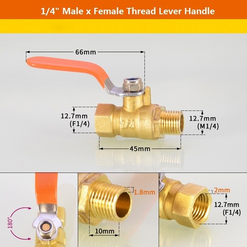 Brass Ball Valve BSP 1/4"-3/4" Thread,8mm-12mm Hose Barb Water Gas Line Shut-off - Picture 10 of 32