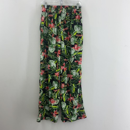 New Look Green & Pink Women's Tropical Floral Linen Ankle Pants S - Preowned - 第 2/5 張圖片