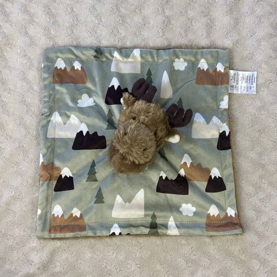 Cobertor de segurança Baby Essentials Moose Lovey verde bronzeado marrom branco montanhas - Imagem 2 de 4