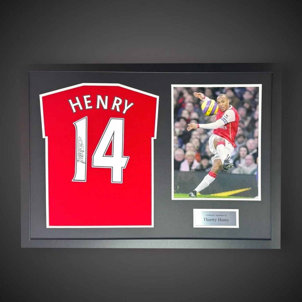 Panoramic Framed Thierry Henry Signed Arsenal Football Shirt With