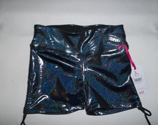 Justice girls M 10 iridescent dance  gym shorts metallic black nwt tween