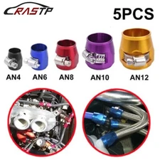 5PCS Hex Hose Finisher Clamp w/ Screw Band Hose End Cover 4AN 6AN 8AN 10AN 12AN