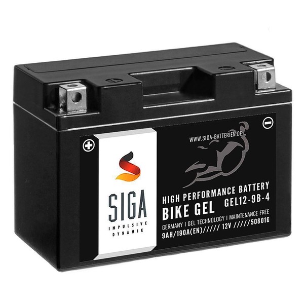Siga Motorrad Batterie YT9B-4 GEL 9Ah 12V Motorradbatterie Yamaha YZF-R6 YFM-700-image