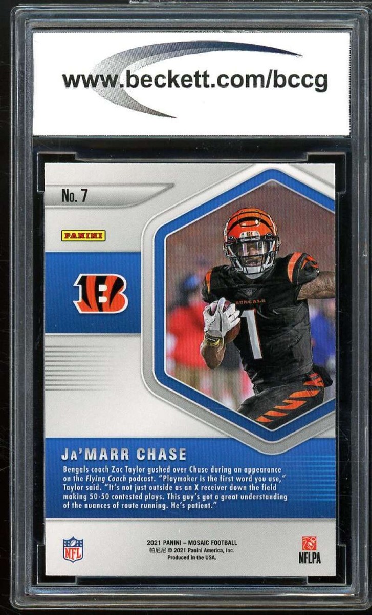 2021 Panini Mosaic Blue Chips #7 Ja'Marr Chase Rookie Card