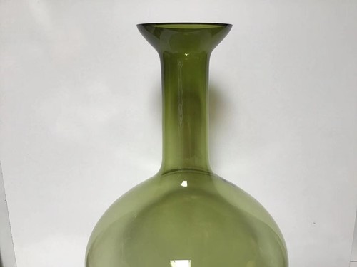 Vintage extra große Polen olivgrüne Kunstglas Vase als Geschenk - Bild 5 von 7