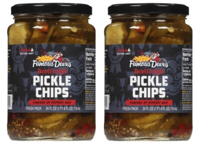 Famous Dave's Devil's Spit Pickle Chips 24 Ounce (2 Jars)
