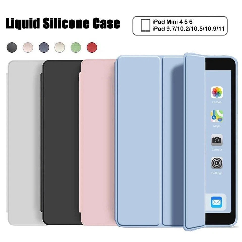 For iPad 10.9'' 10th 9 8 7 6 5th 10.2 9.7 Air Pro Shell Case Smart Leather Cover - Image 3 of 4