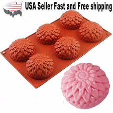 6 Cavity Flower Silicone DIY Handmade Soap Mold Chrysanthemum Sunflower USA