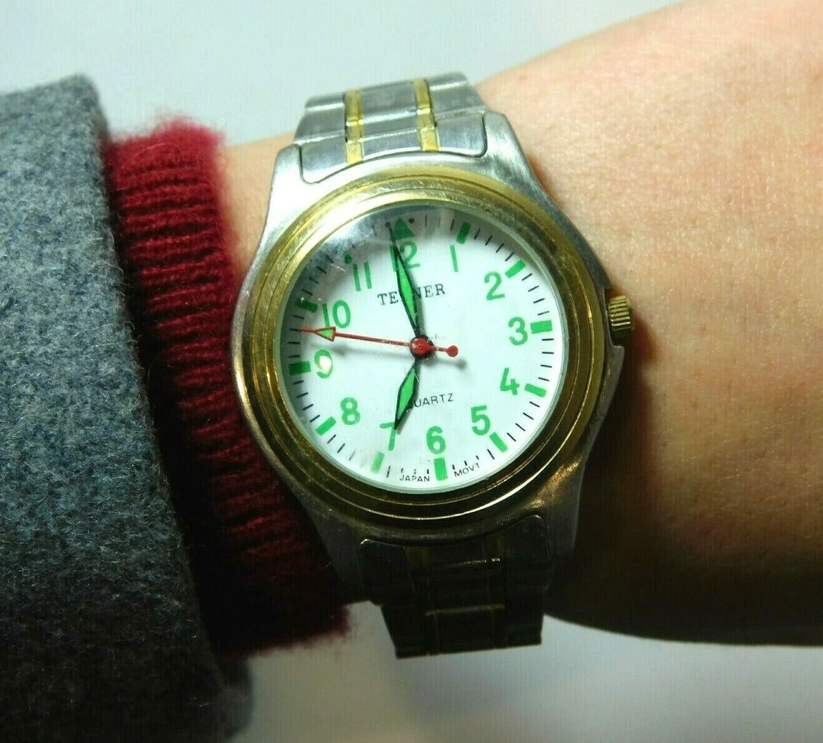 Vtg Bijoux Terner Quartz Men s Watch Silver Gold Tone Japan Movt