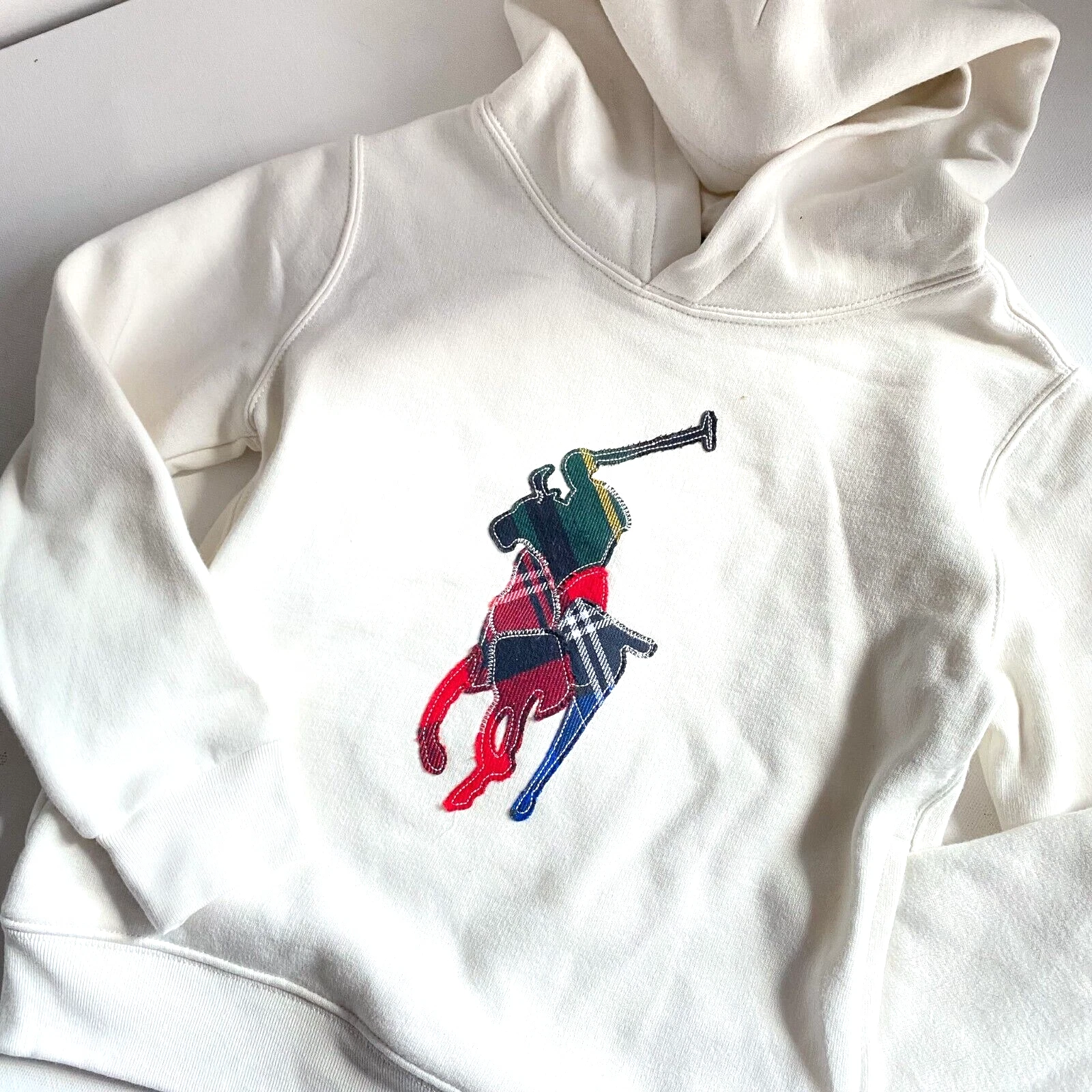 OFF WHITE Felpa con cappuccio Polo Ralph Lauren WhiteBig a quadretti pony ragazzo 6