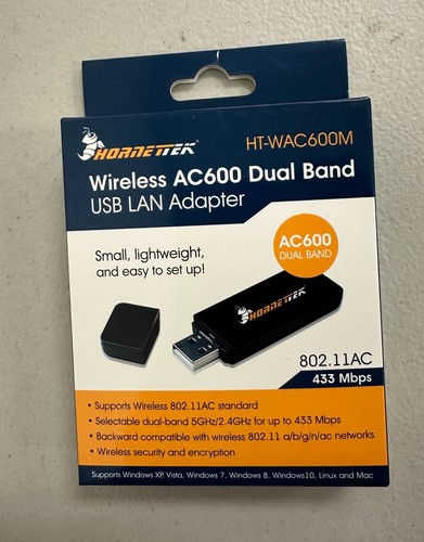 HornetTek Mini Wireless AC600 Dual Band USB LAN Adapter HT-WAC600M - Picture 2 of 3
