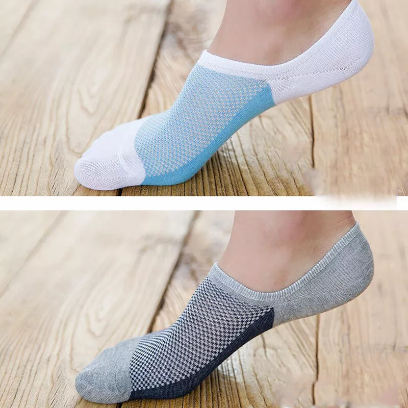 Men Invisible No Show Nonslip Solid Cotton Loafer Boat Socks Low Cut Sock