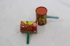 NEW YEAR Tin Noise Maker Rattle 2 pc US Metal Toy Co Vintage