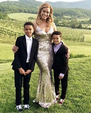 Silver Sequin Long Formal Dress