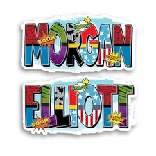 Custom Name Sticker · Vinyl · Personalized · Superhero Style · Cool Aesthetic ·