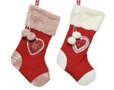 CALZA BEFANA CUORI  H. 45 CM. 2 MOD. KAEMINGK DECORIS