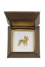 Franz&ouml;sische Bulldogge I - Hundebrosche in dekorativer Box, elegante vergoldete