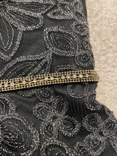 JS Collections Shift Dress Size UK 8 EU 36 Knee-Length Sequin Black Floral - Picture 3 of 12
