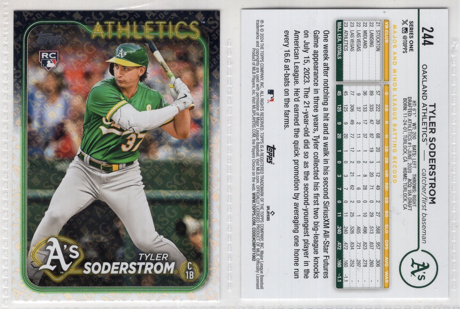 2024 Topps ASG All Star Game Foil Parallel #244 Tyler Soderstrom Rookie Card