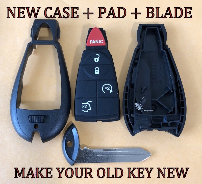 Pair Of Replacement Key Fob Cases For Jeep Grand Cherokee - Shell & Button Pad Set For 68066849