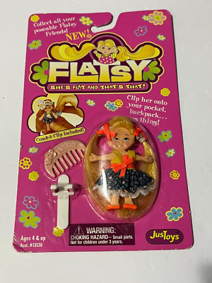 JustToys 1994 Flatsy Yellow Hair Doll & Aessories