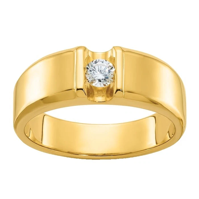 Anillos de diamantes 14k oro amarillo de belleza para hombres