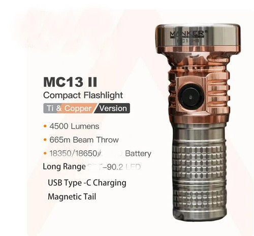 Linterna LED Mankerlight 4000 LUMEN Titanio + Cobre USB Recargable 18350 - Imagen 1 de 17