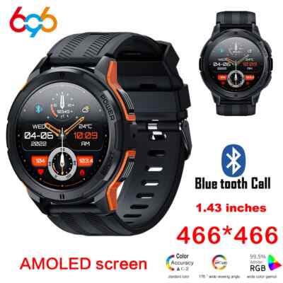 Smart Watches For Men AMOLED Screen 1.43'' 1ATM Waterproof Heart Rate Monitor