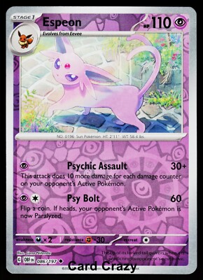 Espeon 086/197 - Obsidian Flames - Reverse Holo Pokemon Card