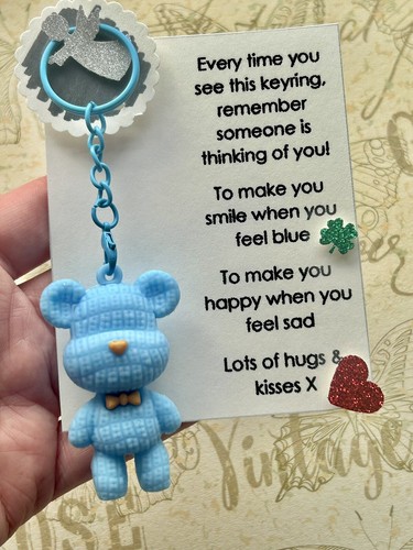 BLUE BEAR KEYRING with a Note 🐻Ready To give, A Gift For Boys & Girls, Children - Picture 2 of 10