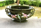 Antique Beautiful Enameled Earthenware Planter Fives Lille Art Nouveau 1900.