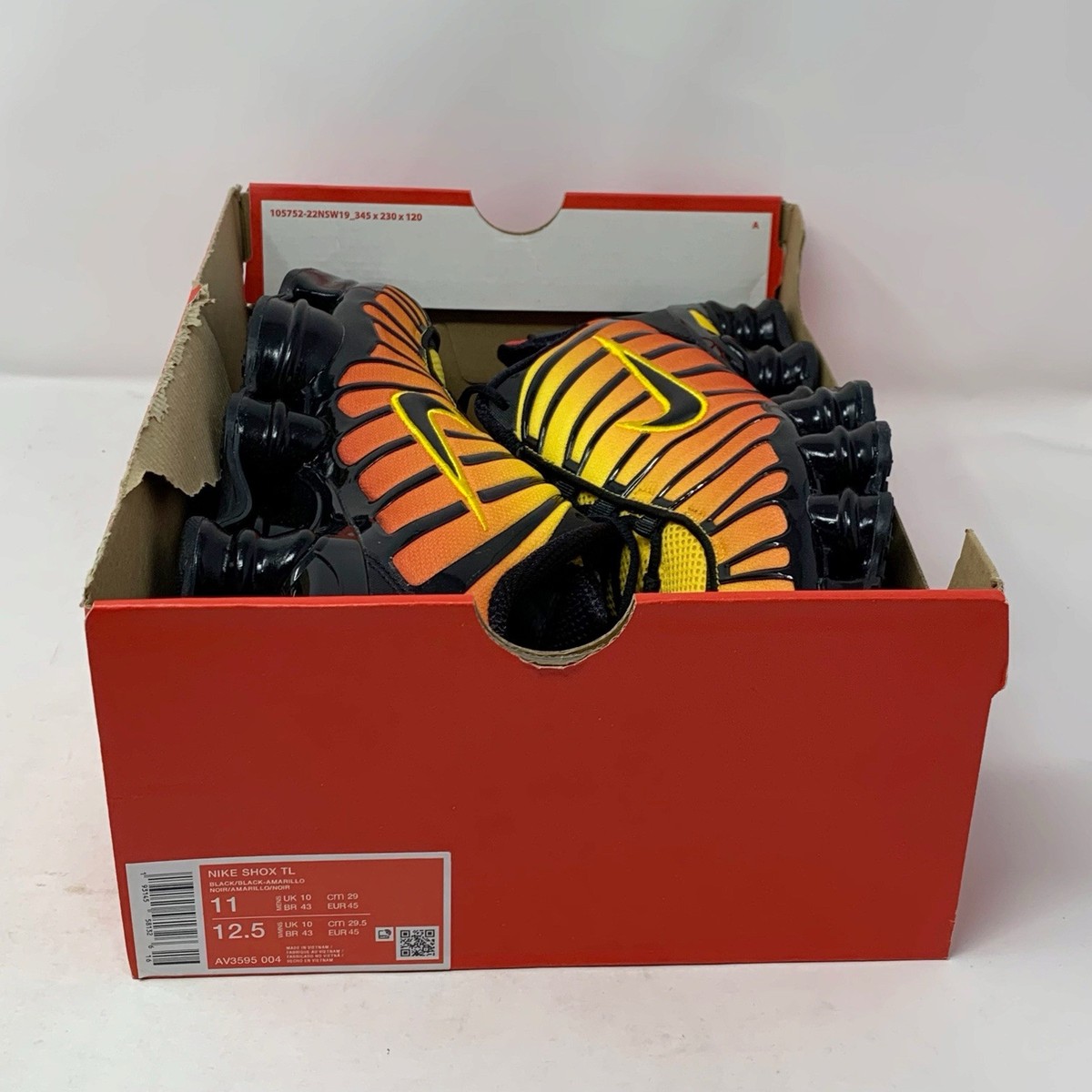 Nike Shox TL 'Sunrise Orange' Black Sneakers, Size 11 BNIB