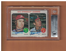 Nolan Ryan & Carlton AUTOGRAPHED 1973 TOPPS BASEBALL Card SIGNED BECKETT AUTH