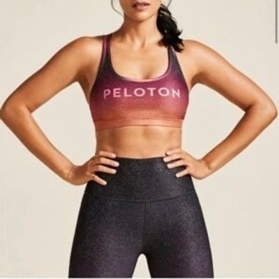 Peloton WITH Sports Bra Small Sunrise Fade Ombre Glitter Strappy Back Activewear