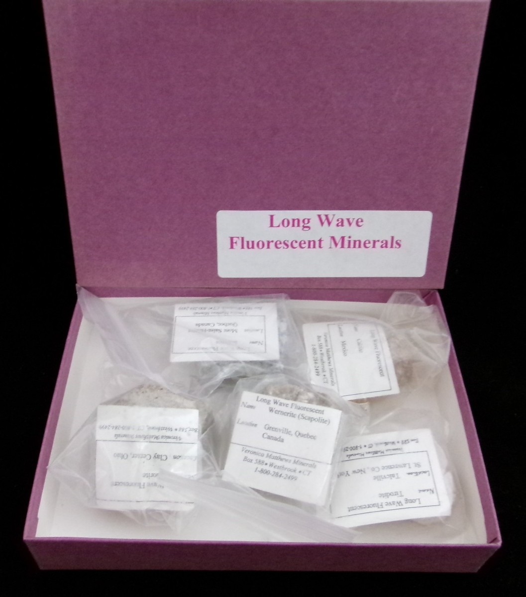 Set of 5 Long Wave Fluorescent Minerals Box Set | eBay
