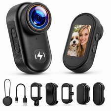 CAMWORLD 4K Mini Body Camera with 64GB Card, Thumb Action Camera with WiFi, 1...
