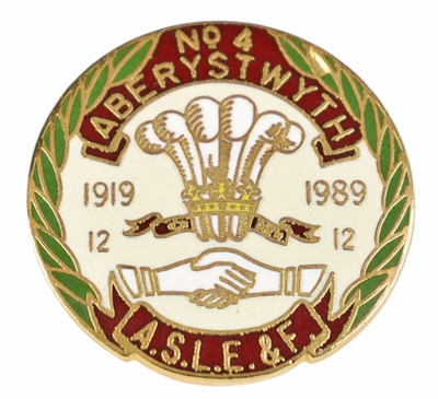 Vintage Aberystwyth Branch ASLE&F Railway Union 1910-1989 Emaille Abzeichen