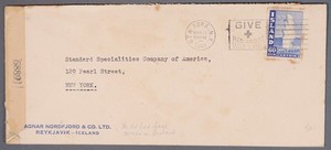 Mayfairstamps Iceland 1944 US Pouch Mail New York Censored WWII cover cca_11607