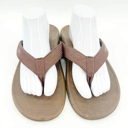 Vionic Flip Flop Sandals Mens 11 Brown Orthotic Thong Supportive Comfort Beach - Afbeelding 4 van 11