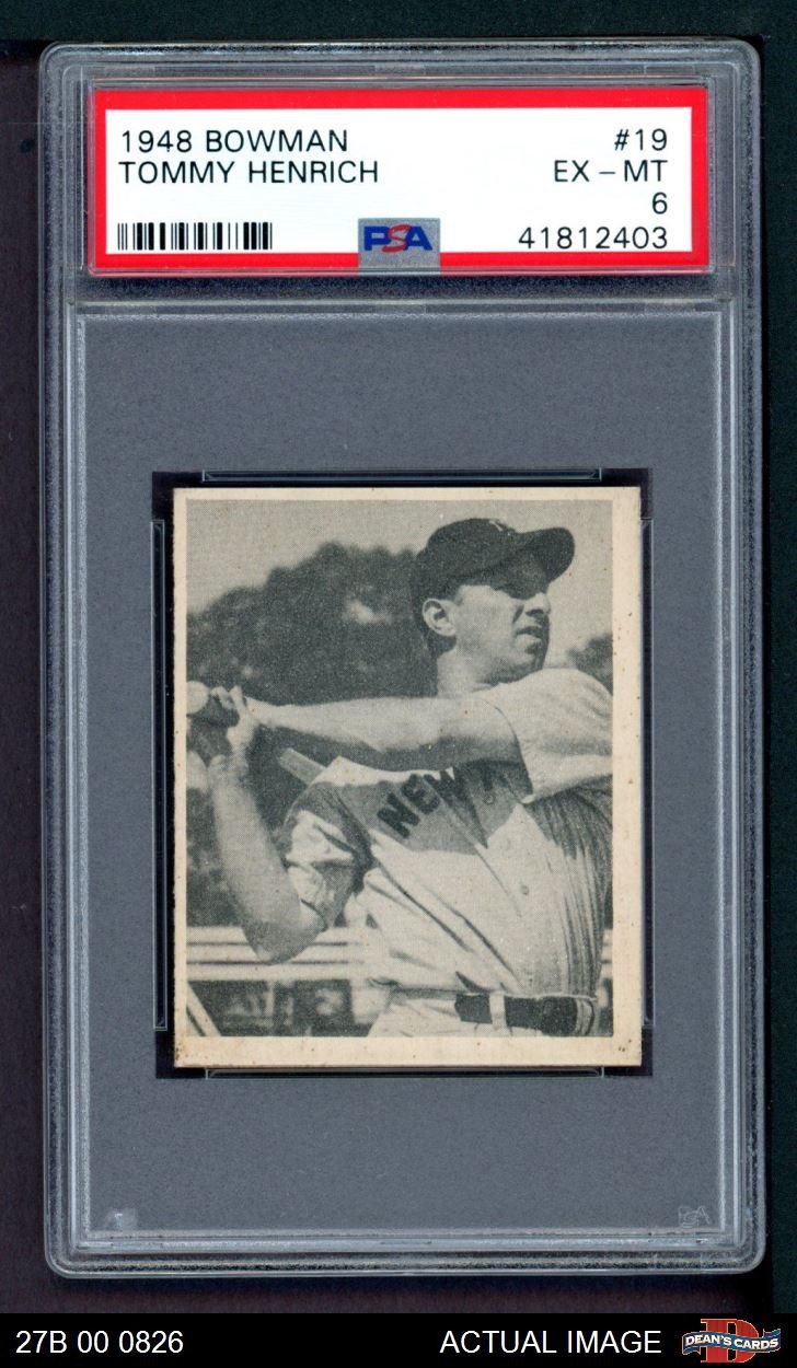 1948 Bowman #19 Tommy Henrich Yankees RC PSA 6 - EX/MT