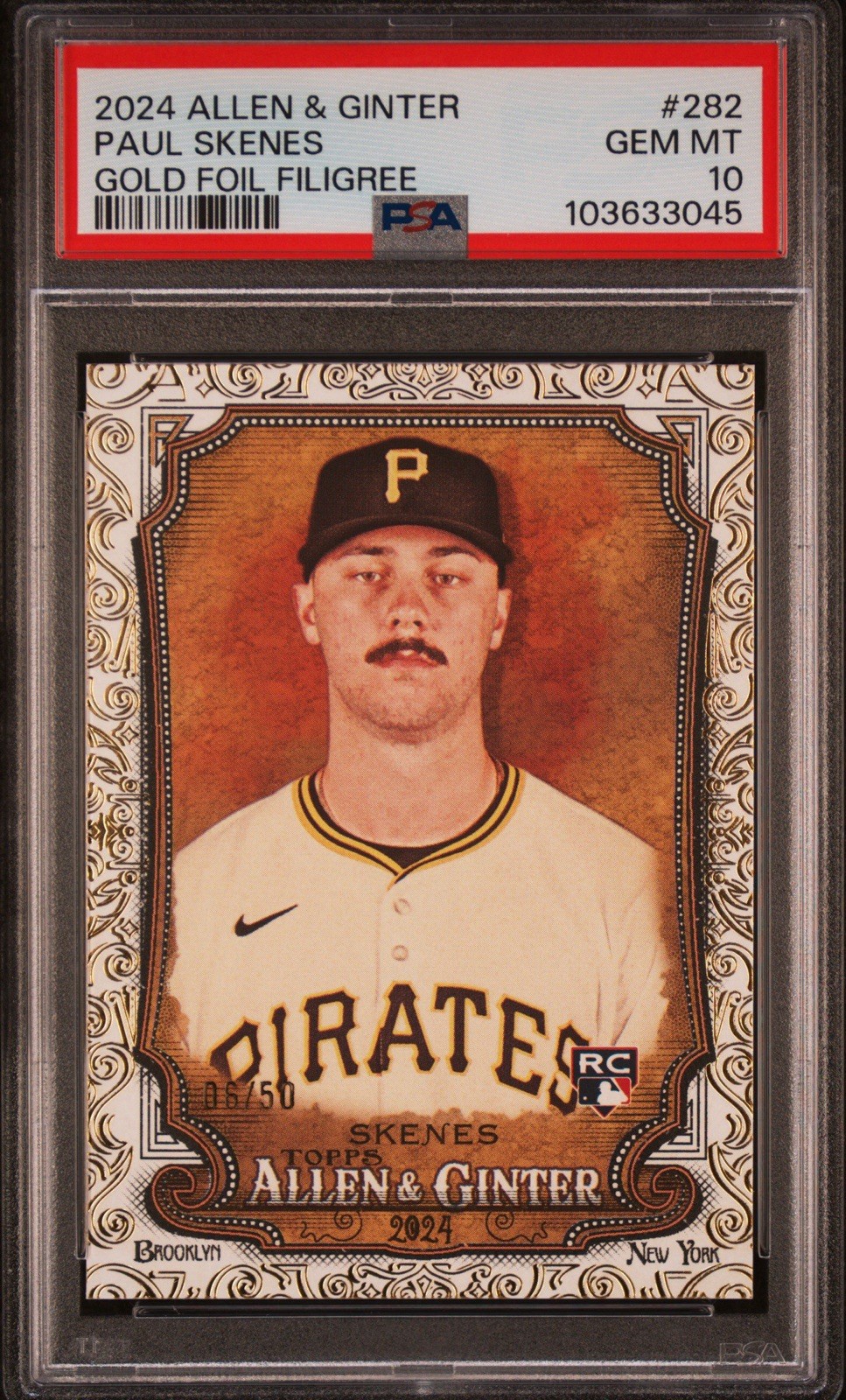 2024 Topps Allen & Ginter Paul Skenes #282 Gold Foil Filagree /50  Rookie