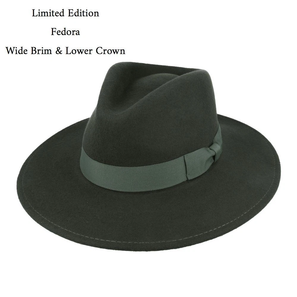 New Style Wide Brim Wool Crushable Fedora Hat - Men and Women