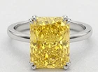 8.00 Ct Certified Radiant Cut Yellow Natural Diamond Ring VVS1 White Gold Finish