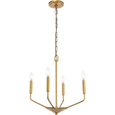 Elegant Lighting Brass Enzo LD8025D18BR 4-Light 18" Taper Candle Chandelier