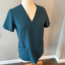 Figs Technical Collection Casma Scrub Top Shirt Womens Size Small Teal Green