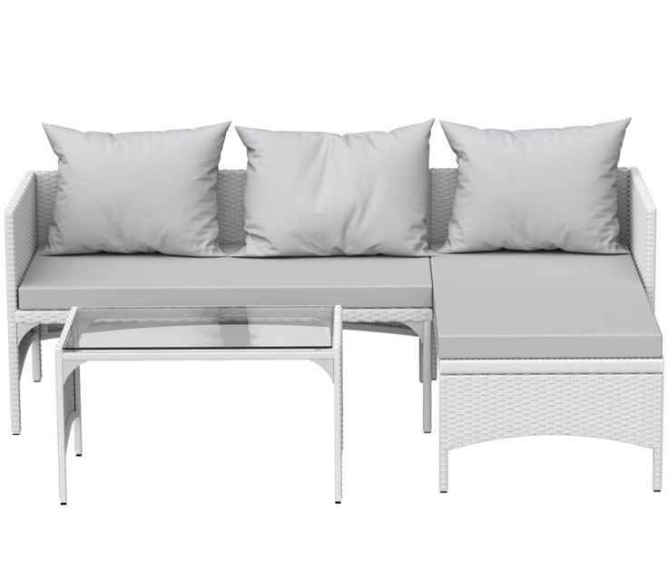 BIGZZIA Gartenlounge Set inkl. Tisch Gartenmöbel Garnitur Sitzecke Rattan Grau