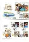 Isle of Man 1997 Pair QE II Golden Wedding FDC with GB Stamp & cancel
